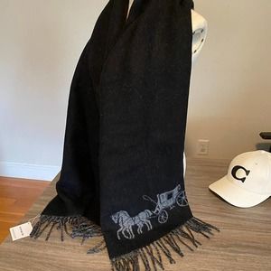 Coach 4622 Horse And Carriage Double Face Oversized Muffler BLACK/HEATHER GREY
